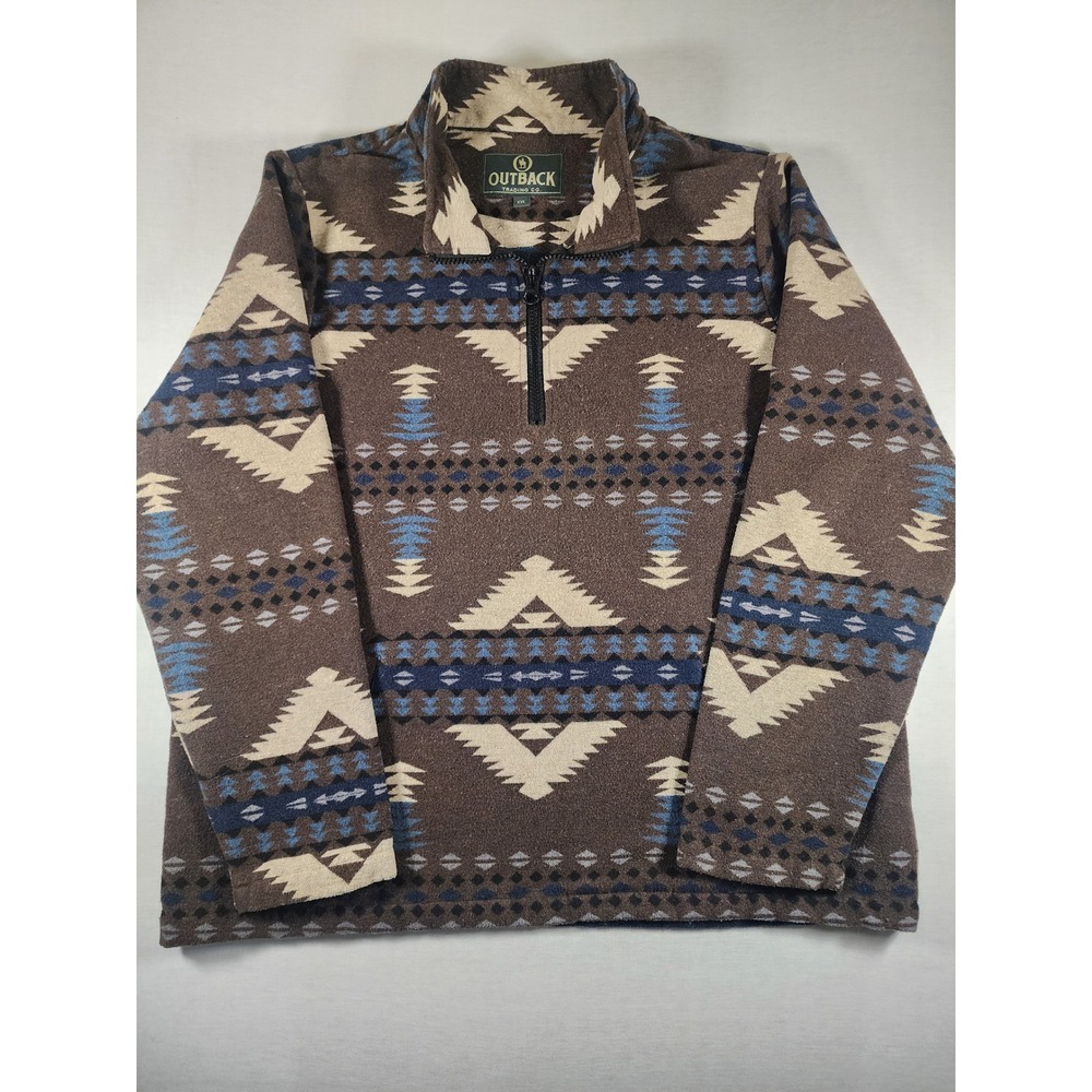 Outback Trading Co Mens XXL Charlie Henley Wool Blend Aztec 1/4 Zip Pullover